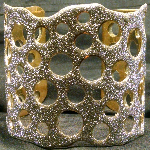 Sparkle Glitter Cut-Out Circle Wide Cuff Bracelet